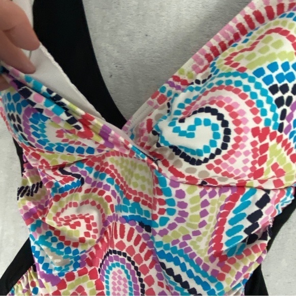 Beach Diva One Piece Swimsuit Size 10 Padded Cups Ruched Sides - Picture 2 of 13